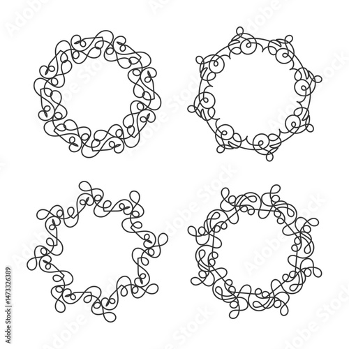 Aesthetic abstract circle line art decoration isolated flat design.