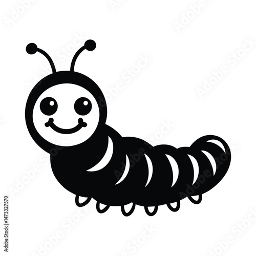 caterpillar insect line art silhouette vector illustration 