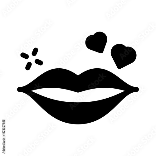 kiss on cheek glyph icon