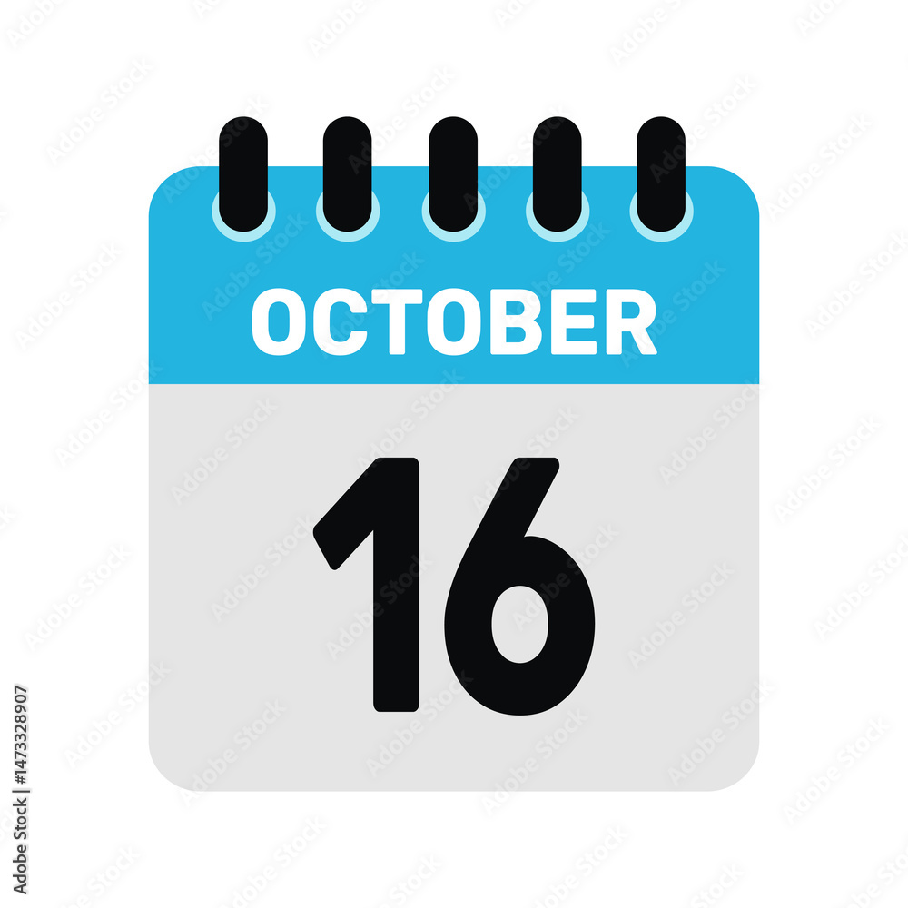 Fototapeta premium october 16 calendar icon Vector page month design