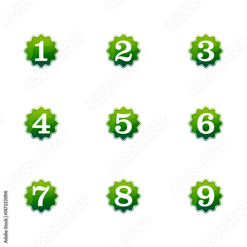 collection of numbers 1-9 with emblem logo design