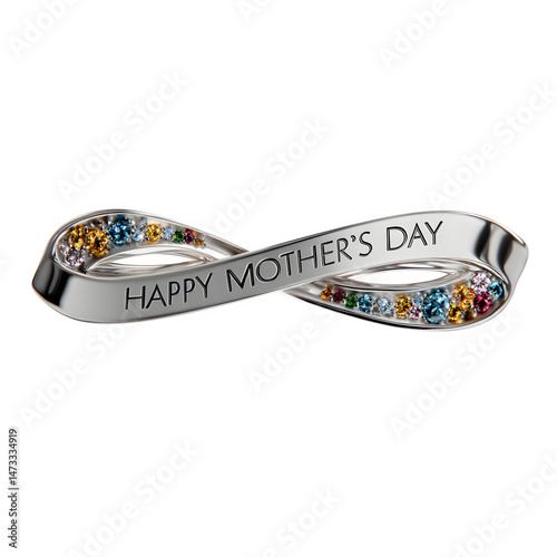 Elegant Infinity Jewelry Design featuring colorful gemstones Happy Mothers Day message perfect for gifting mothers a luxurious Mothers Day present symbolizing endless love photo