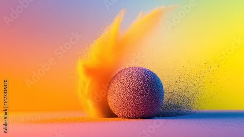 Vibrant Sphere Exploding in Powdered Colors