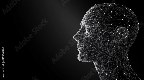 Abstract Wireframe Profile of a Head