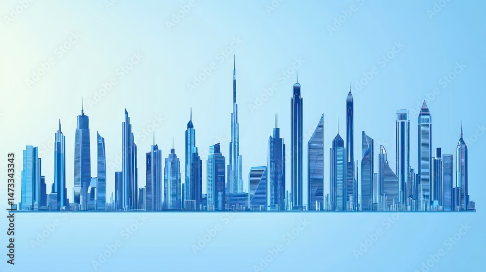 Obraz premium Modern City Skyline Panorama