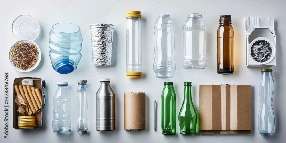 Obraz premium a variety of recyclable materials including plastic bottle