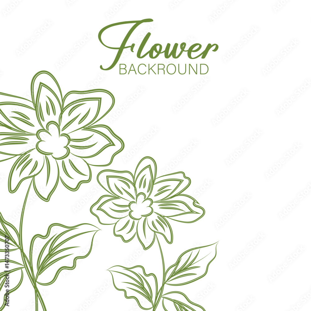 Obraz premium Abstract floral vector illustration with a green blossom pattern, a beautiful spring nature design element