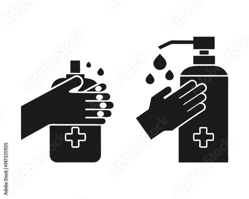 Hand Sanitizer icon silhouette vector illustration