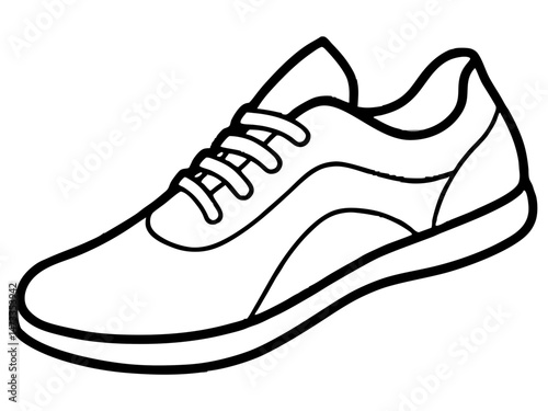 Running Shoe Line Art illustration,Sneakers outline vector