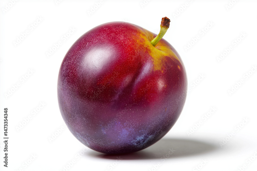 Fototapeta premium Ripe plums on a white background.