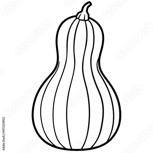Minimalist Butternut Squash Vector Line Art