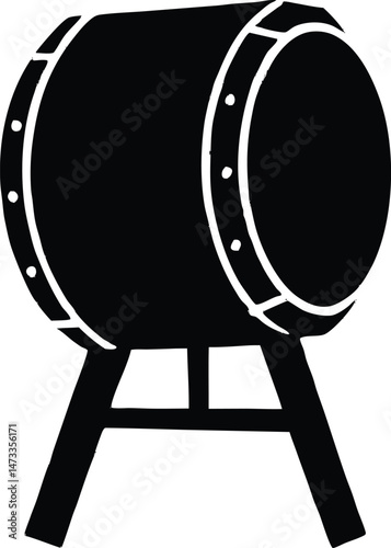 Taiko Drum Silhouette, Drum Vector  illustration