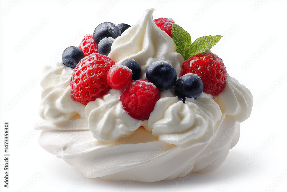 Pavlov's pastry with wild berries. Pavlov's pastry with wild berries.