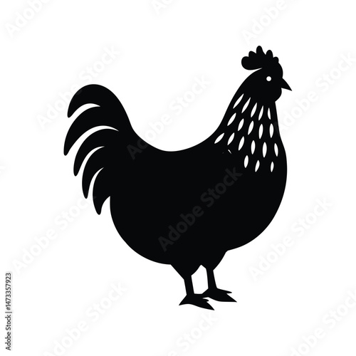 Chicken silhouette vector set on white background  
