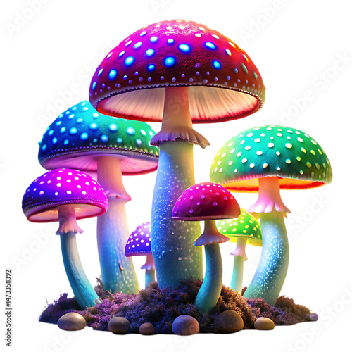 Vibrant Rainbow Mushrooms: Psychedelic Fungi Image