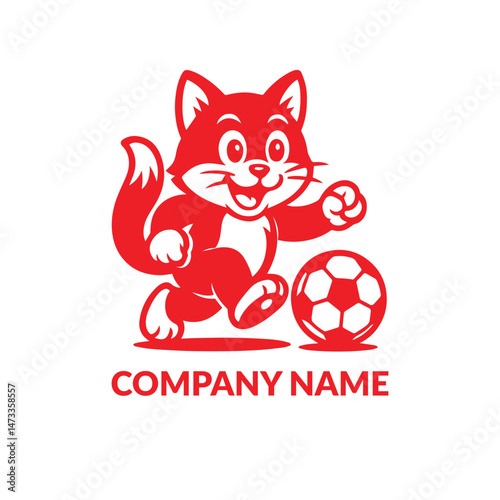 playful black-and-white cartoon cat happily kicking a soccer ball, featuring bold lines, a cheerful expression, and a fun, energetic pose — perfect for a sports or kids-related brand