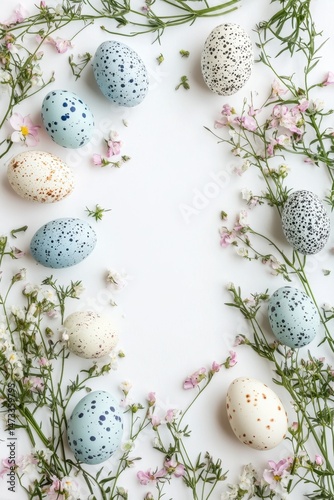 Spring Easter Eggs and Flowers Arrangement