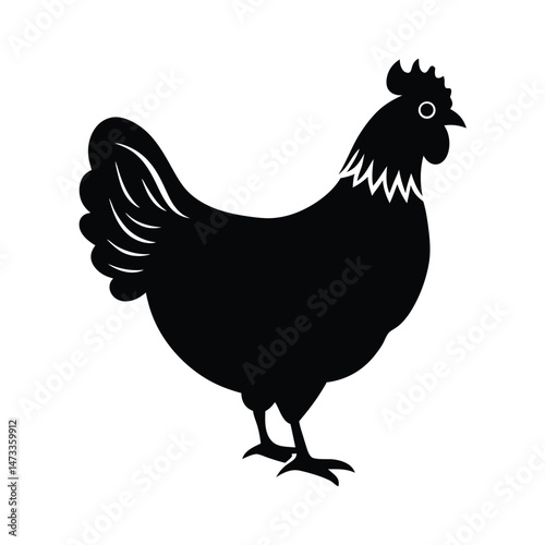 Chicken silhouette vector set on white background  