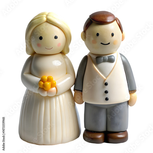 bride and groom figurines isolated on transparent background