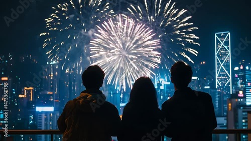 fireworks over the city of london