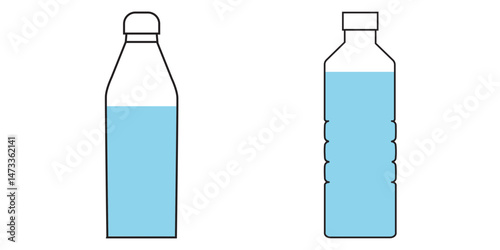 Bottle icon set. Bottle vector icon. Bottle icon with different style. Black and white color.