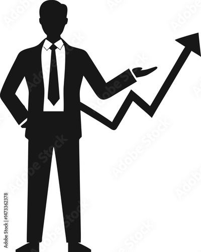 Businessman presenting a rising graph representing growth and success