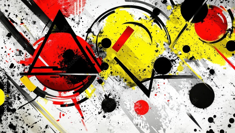 Obraz premium Abstract vibrant chaotic design with bold shapes and colors