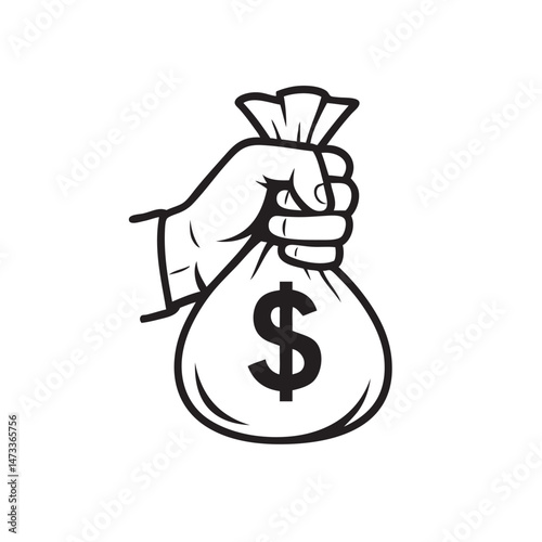hand carrying a bag of money