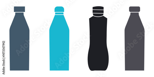 Bottle icon set. Bottle vector icon. Bottle icon with different style. Black and white color.