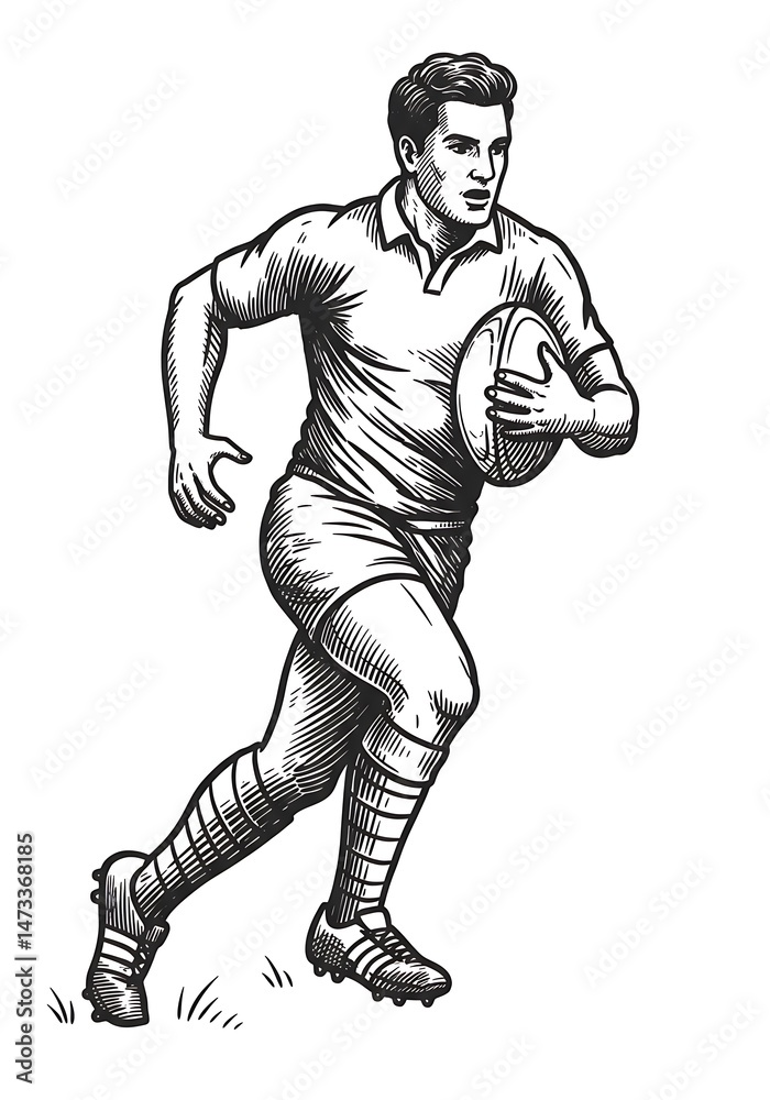 Fototapeta premium Rugby Rush: Engraved Power AI Generated