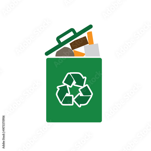 trash icon. waste in trash. recycling symbol. sustainability. reuse web icon, eco-friendly, used goods, green energy. Solid design style