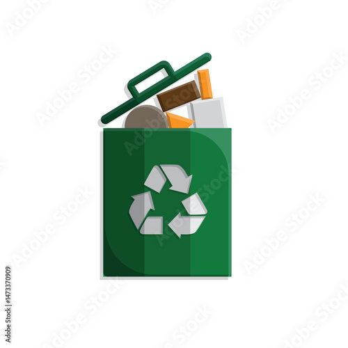 trash icon. waste in trash. recycling symbol. sustainability. reuse web icon, eco-friendly, used goods, green energy. simple 3d design style