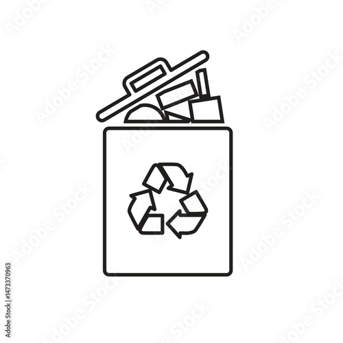 trash icon. waste in trash. recycling symbol. sustainability. reuse web icon, eco-friendly, used goods, green energy. Line design style