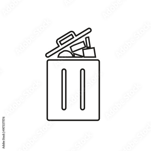 trash icon. waste in trash. recycling symbol. sustainability. reuse web icon, eco-friendly, used goods, green energy. Line design style