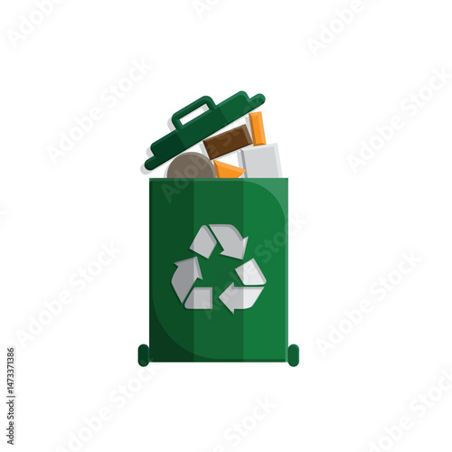 trash icon. waste in trash. recycling symbol. sustainability. reuse web icon, eco-friendly, used goods, green energy. simple 3d design style