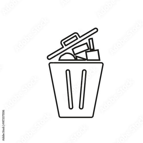 trash icon. waste in trash. recycling symbol. sustainability. reuse web icon, eco-friendly, used goods, green energy. Line design style