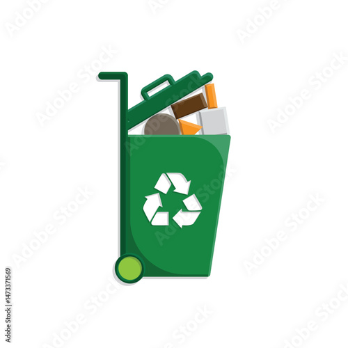 trash icon. waste in trash. recycling symbol. sustainability. reuse web icon, eco-friendly, used goods, green energy. simple 3d design style