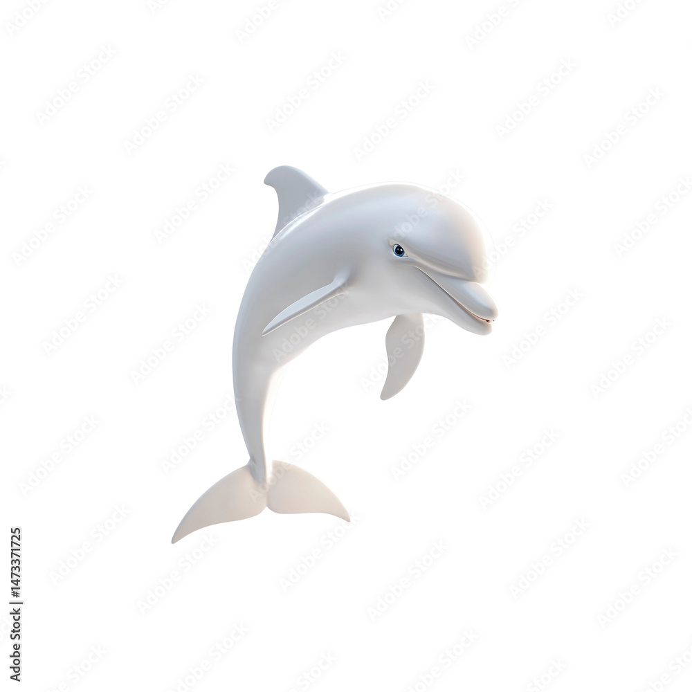 Fototapeta premium Playful White Dolphin Leaping from the Water