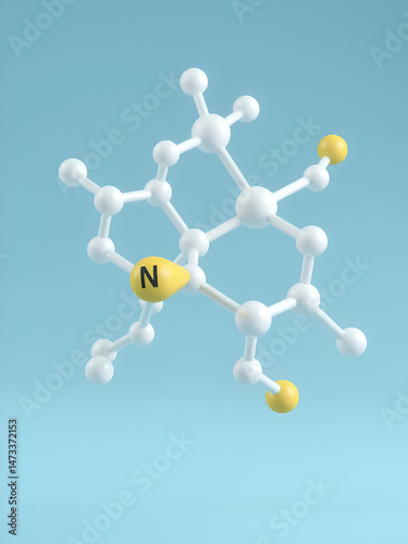 N-lactoyl phenylalanine (Lac-Phe) molecule. 3D rendering.