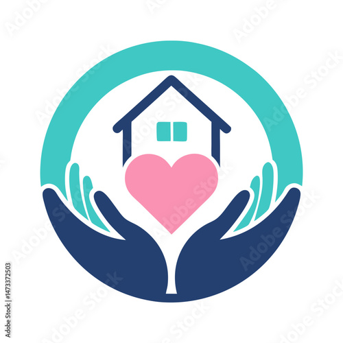 Teal circular logo in a digital format representing unity and care in medical branding