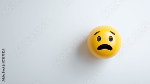 Yellow emoji face with a worried expression on a white background.