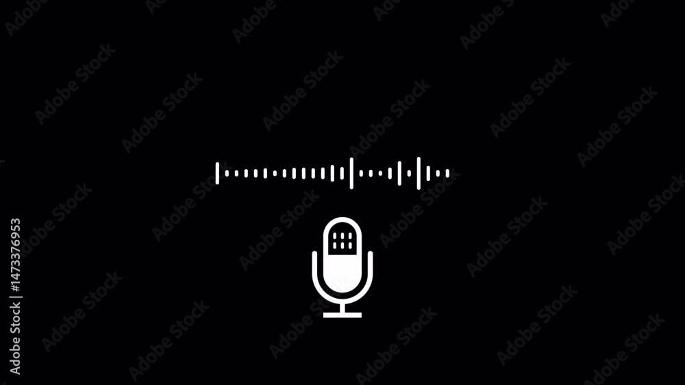 voice message recording animation on black background, microphone voice record animated. voice message recording animation on black background, microphone voice record animated.