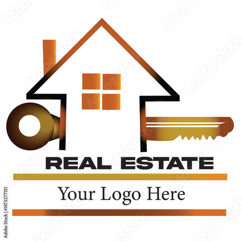 Real Estate House Key Vector – Property Ownership, Home Security & Realtor Symbol Design