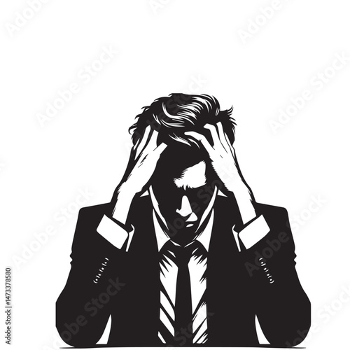 Stressed Man Silhouette Set

Black and White Stress Poses

Anxiety Male Figure Vector