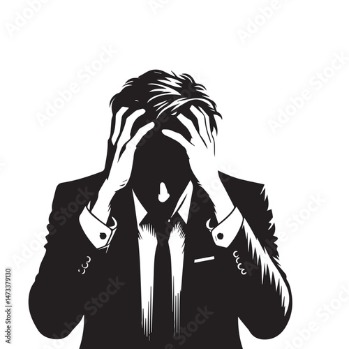 Stressed Man Silhouette Set

Black and White Stress Poses

Anxiety Male Figure Vector