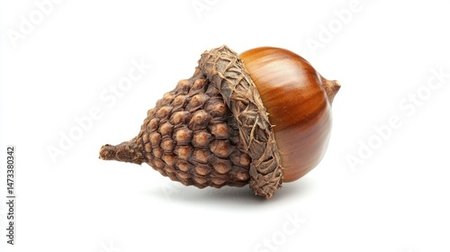 Playful acorn isolated on white background
