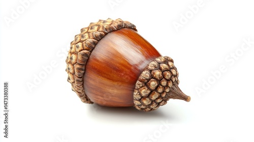 Playful acorn isolated on white background