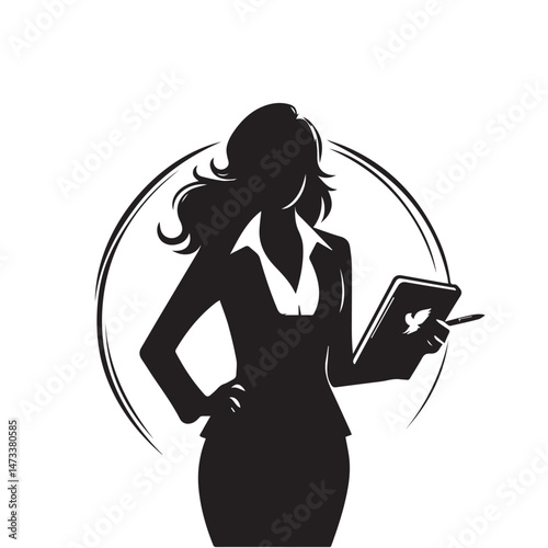 Confident Businesswoman Silhouette

Woman Holding Notebook Vector

Female Professional Pose 