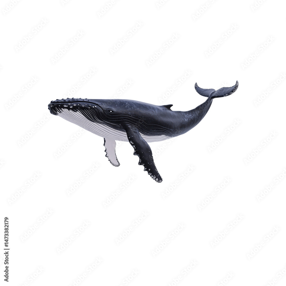 Fototapeta premium Majestic Humpback Whale in Ocean Habitat Detailed Illustration