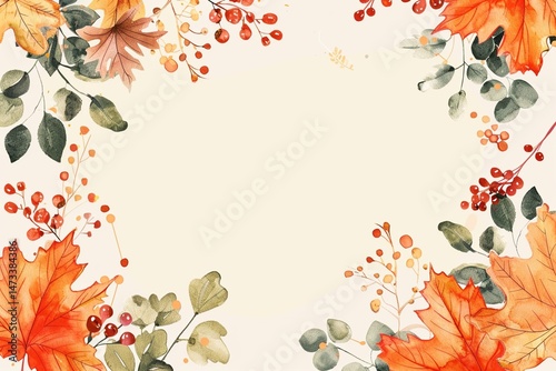 vector leaf and berry autumn fall wedding invitation card